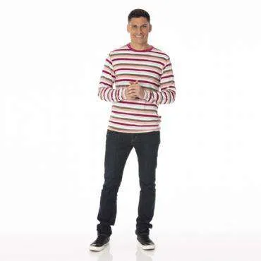 Kickee Pants Men's Print Basic Long Sleeve Scoop Neck Tee | Geology Stripe (size M)