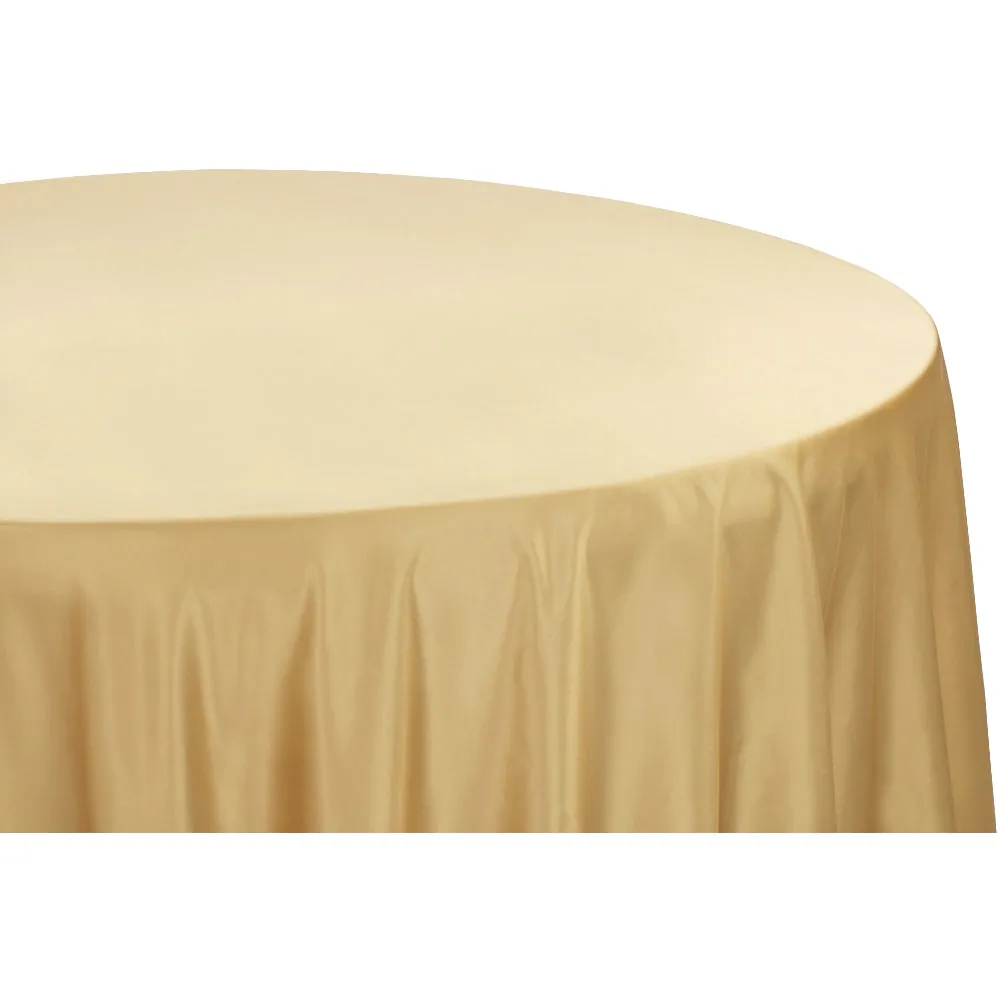 Lamour Satin 132" Round Tablecloth - Gold Antique