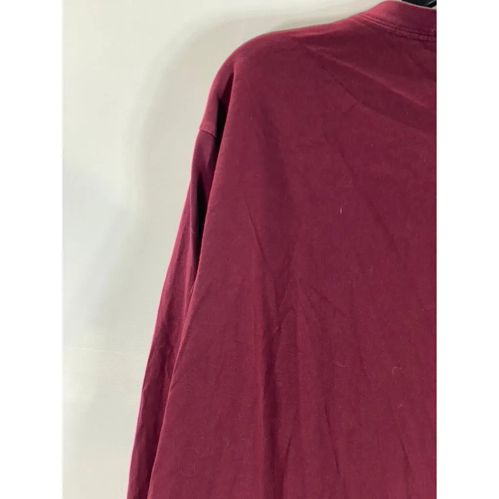 LANDS' END Men's Super Tall Rich Burgundy Long Sleeve Henley Shirt SZ XL/T