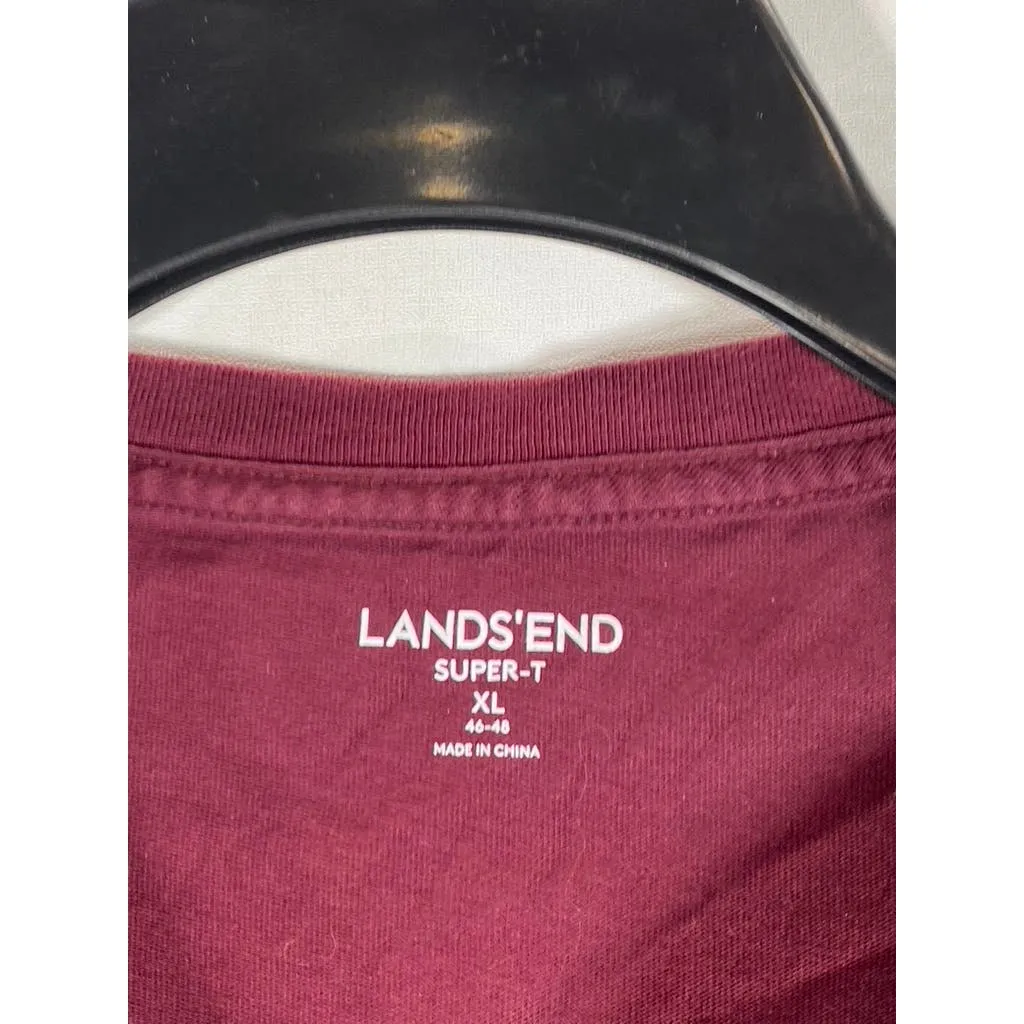 LANDS' END Men's Super Tall Rich Burgundy Long Sleeve Henley Shirt SZ XL/T