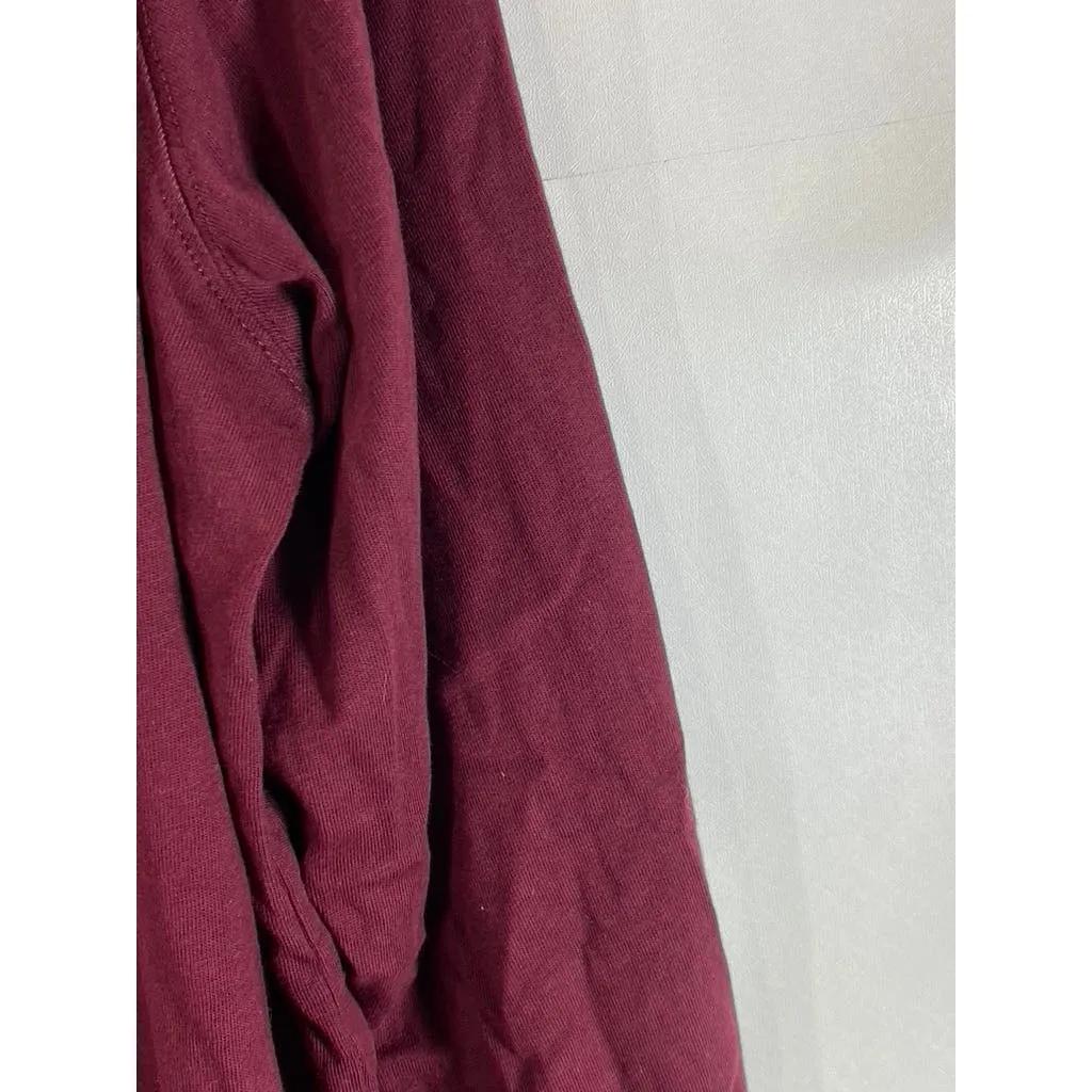 LANDS' END Men's Super Tall Rich Burgundy Long Sleeve Henley Shirt SZ XL/T