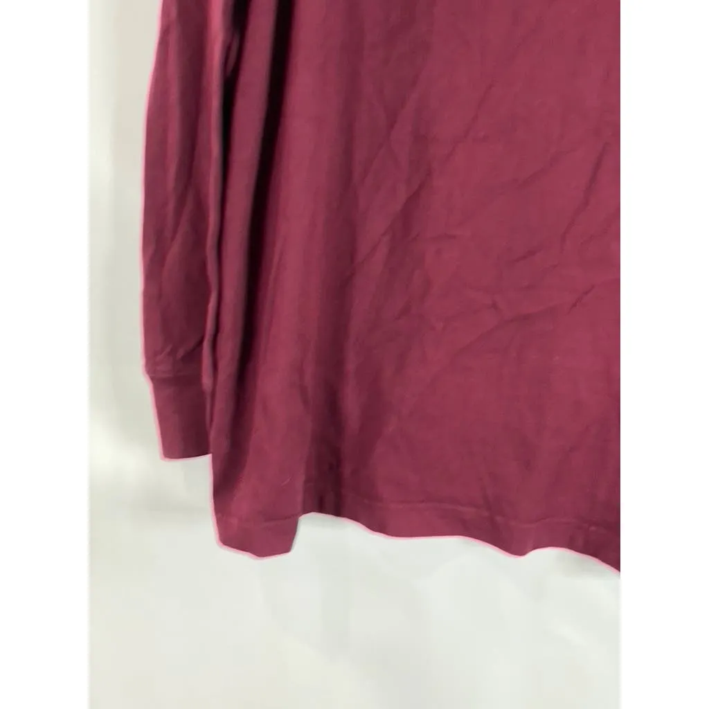 LANDS' END Men's Super Tall Rich Burgundy Long Sleeve Henley Shirt SZ XL/T