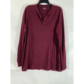 LANDS' END Men's Super Tall Rich Burgundy Long Sleeve Henley Shirt SZ XL/T