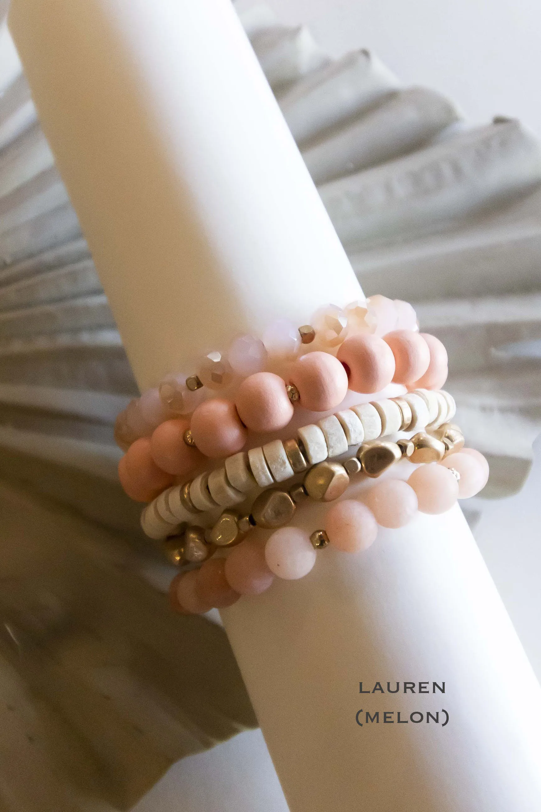 Lauren Wood Bracelet Stacks | Natural Wood Stone and Crystal Beads | Boho Layering Bracelets