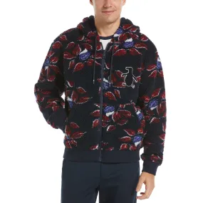 Leaf Print Sherpa Hoodie