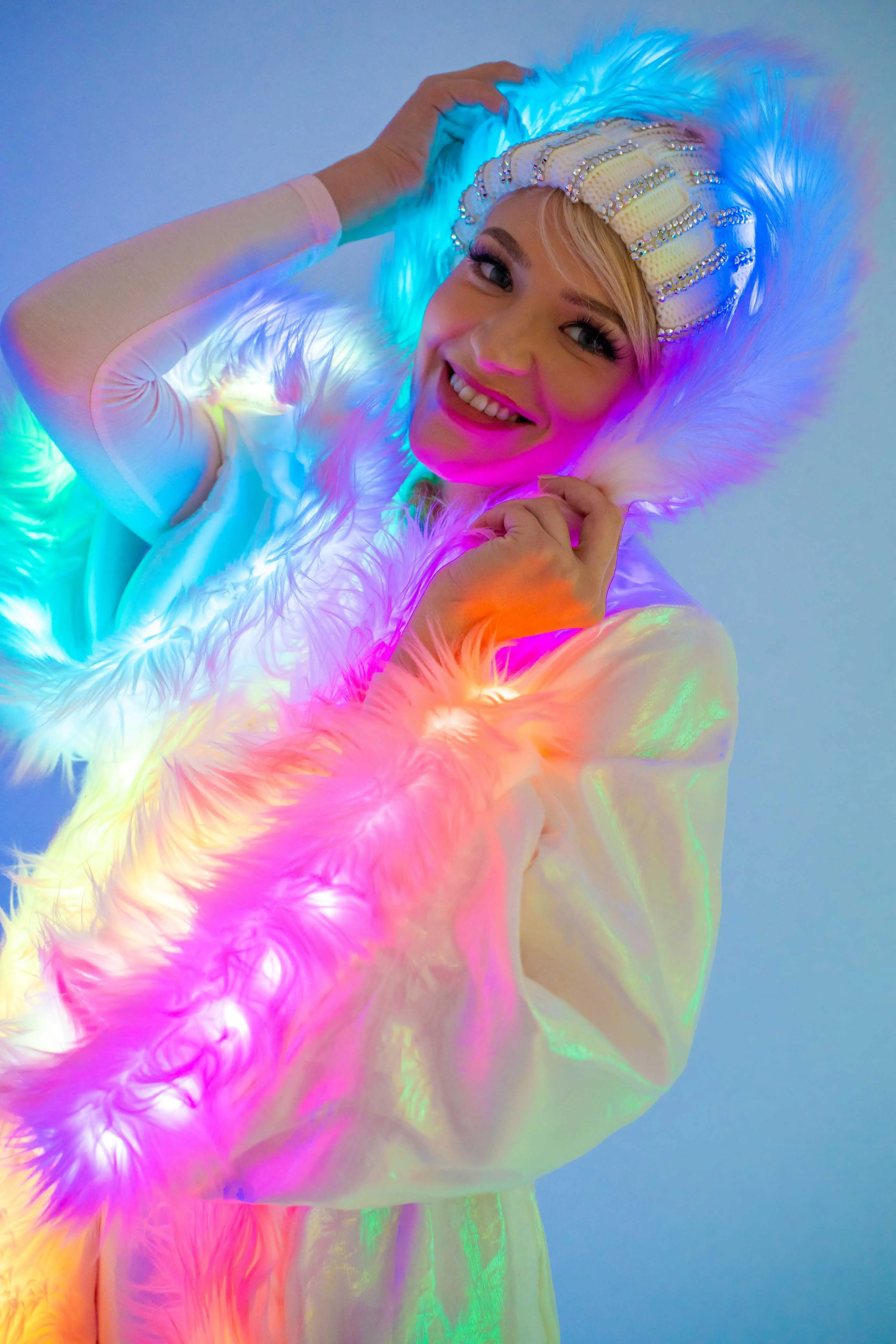 LED Sheer Magic Kimono in "Light Pink White " IN STOCK