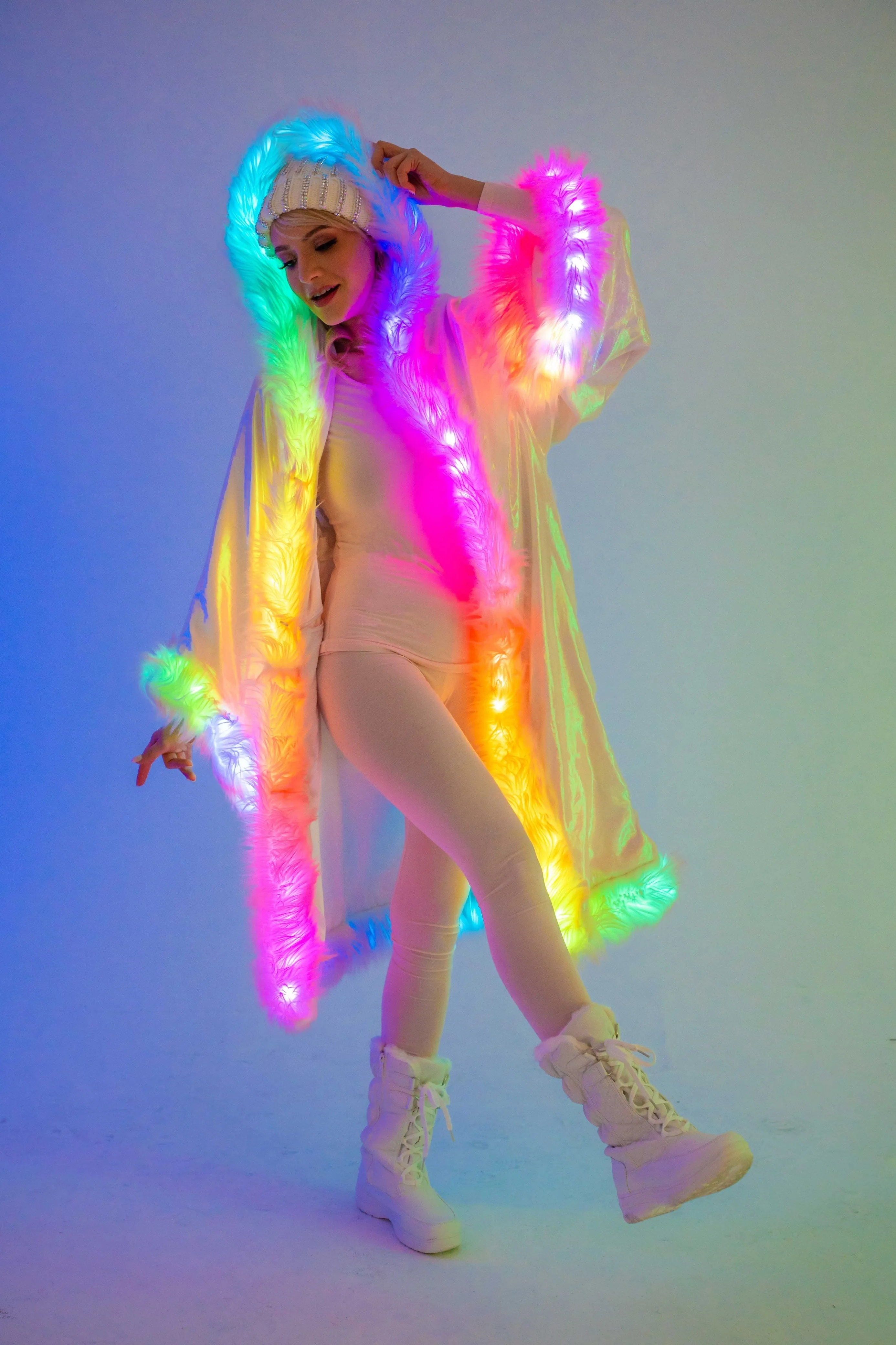 LED Sheer Magic Kimono in "Light Pink White " IN STOCK