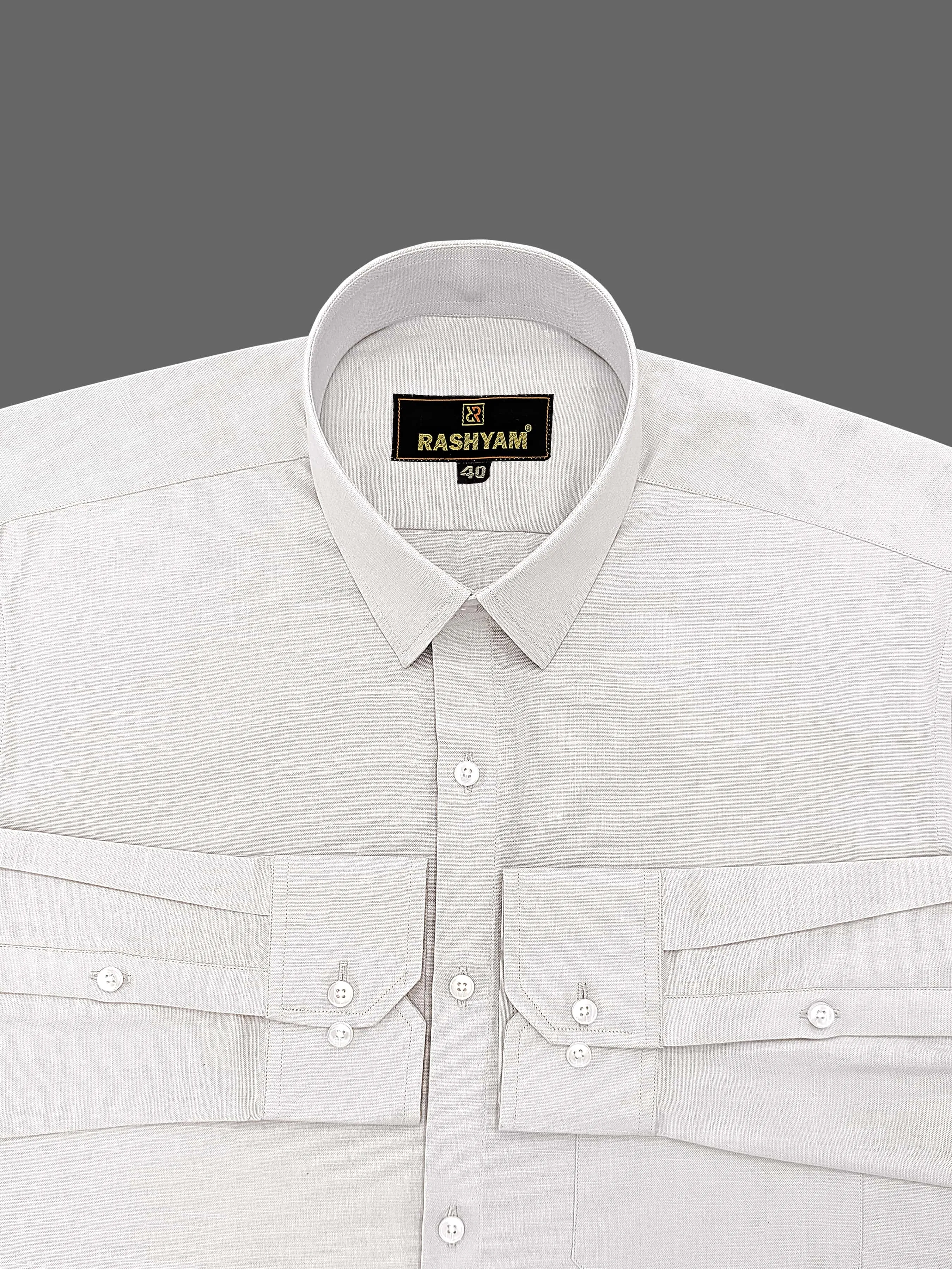 Light Grey Luxurious Italian Linen Shirt for men