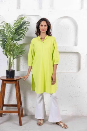 Lime Green Regular long cotton tunic