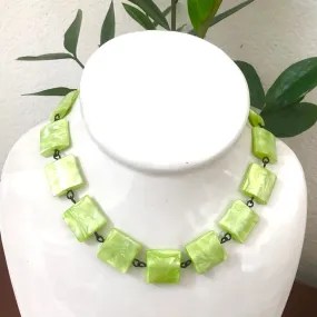 Lime Green Square Aura Glow Amelia Necklace *