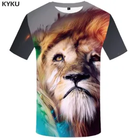 Lion T-shirts Men Colorful T shirts Funny Graffiti Tshirt Anime Animal Tshirts Print Art T-shirt 3d Mens Clothing Casual Unisex