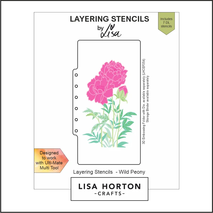 Lisa Horton Crafts Wild Peony Slimline Layering Stencils