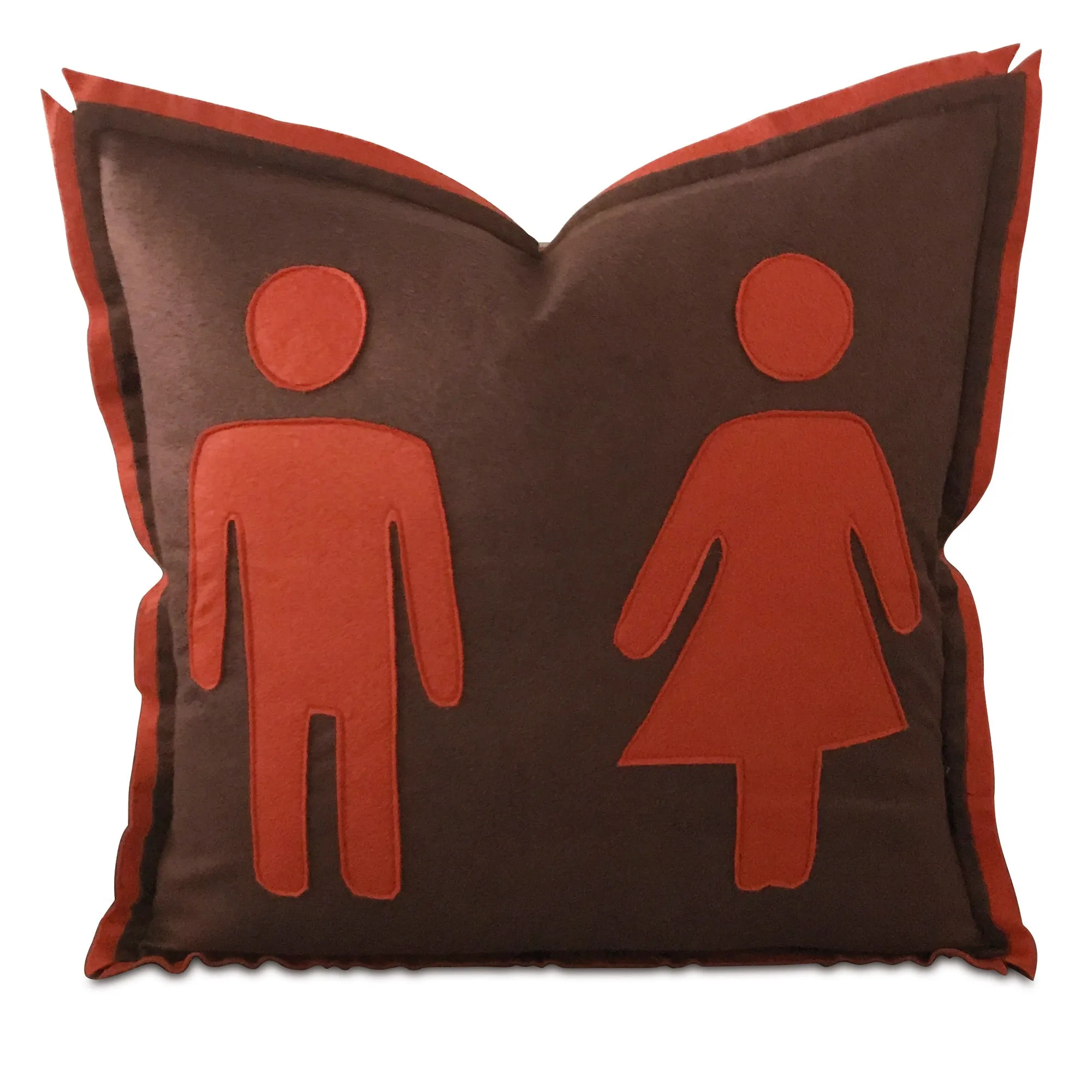 Male Female Couple Felt Decorative Pillow Cover 18x18