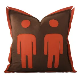 Male Male Couple Felt Decorative Pillow Cover 18x18