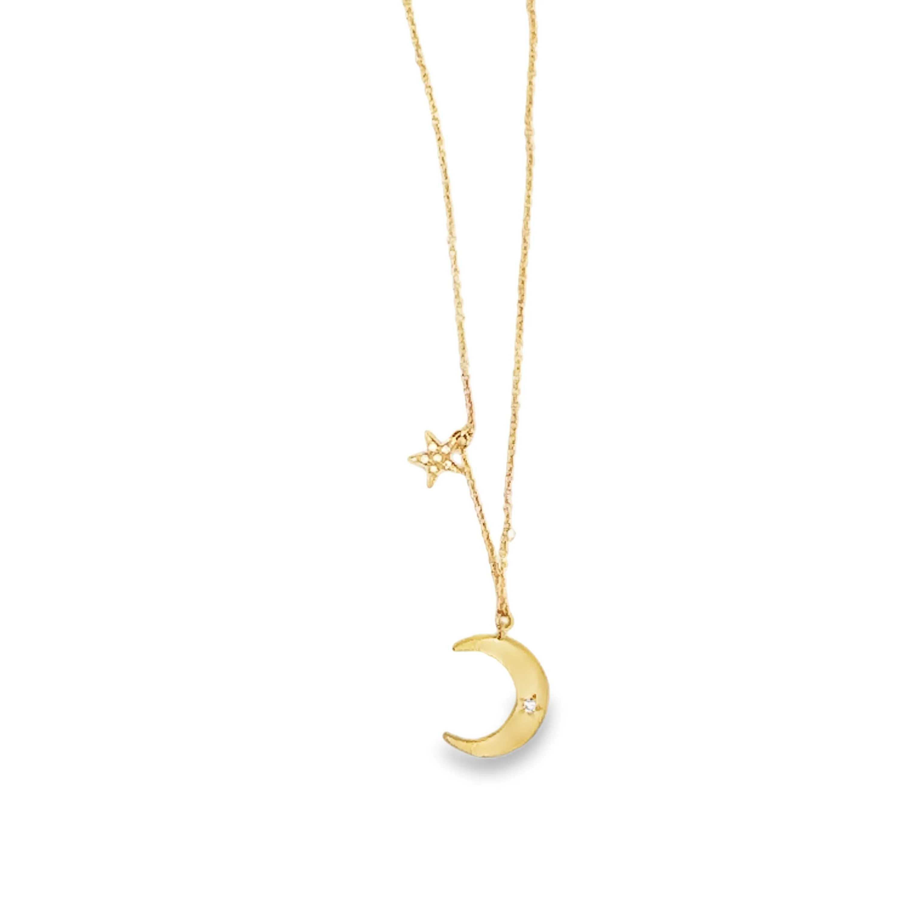 Marika Satin Finish Moon and Star Necklace