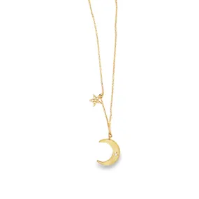 Marika Satin Finish Moon and Star Necklace