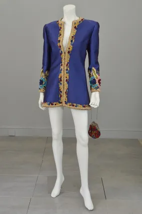 Mary McFadden Couture Embroidered Beaded Evening Coat Jacket