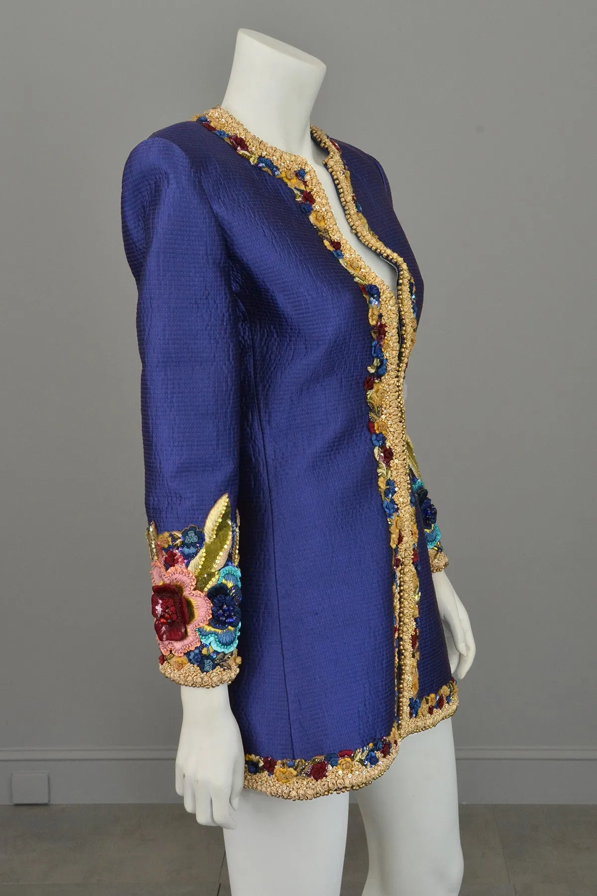 Mary McFadden Couture Embroidered Beaded Evening Coat Jacket