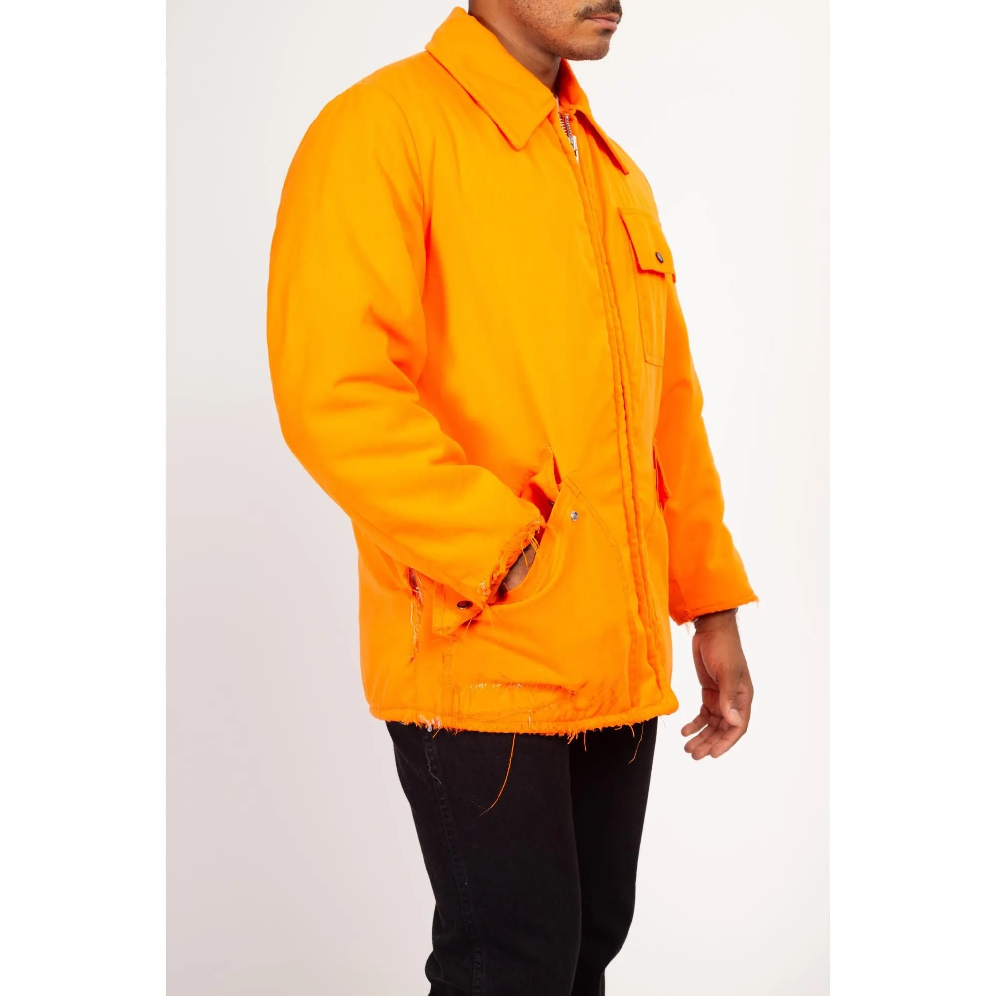 Medium 70s Neon Orange Quilt Lined Hunting Jacket