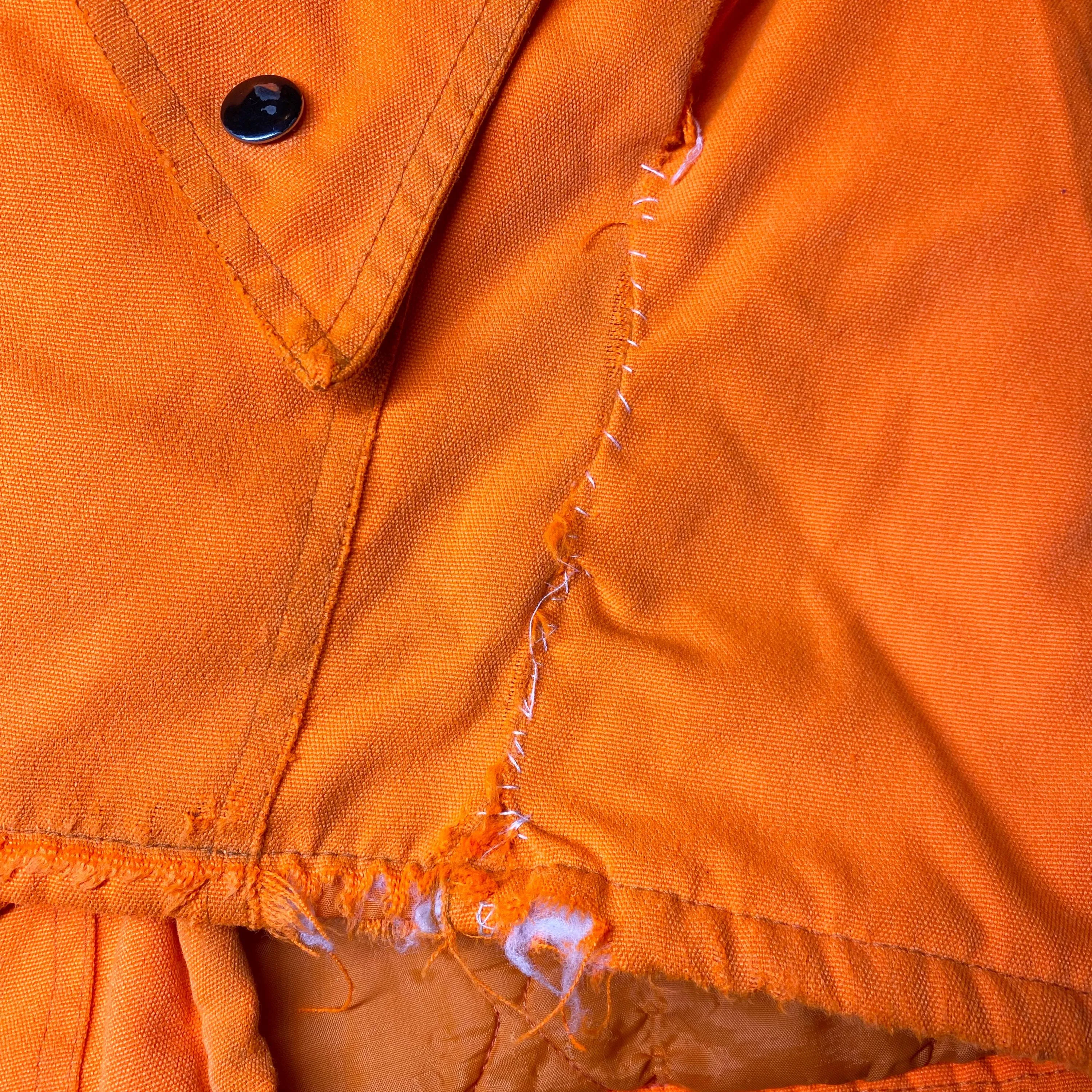 Medium 70s Neon Orange Quilt Lined Hunting Jacket