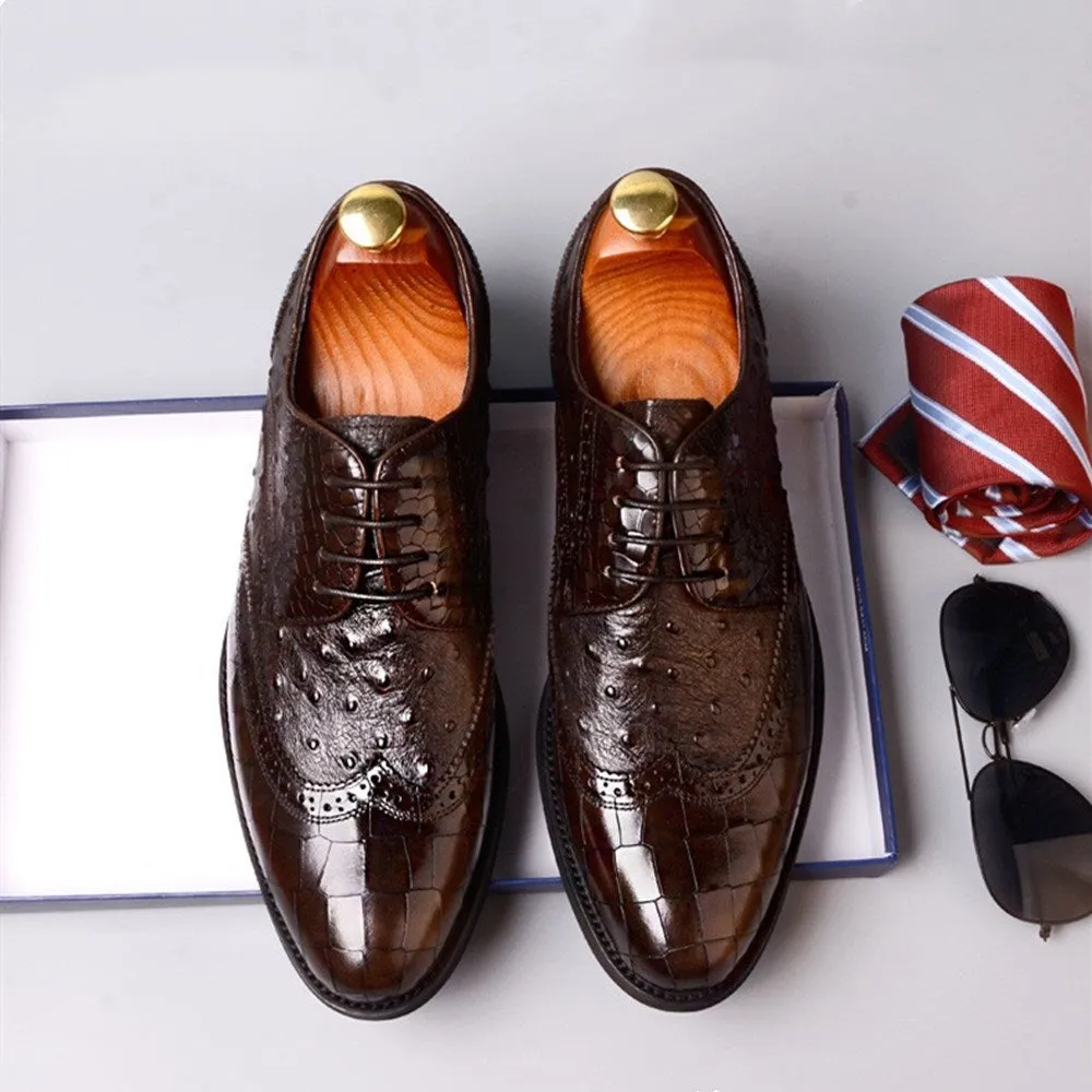 Men Lace Up Wing Tip Two Tones Oxford Shoes