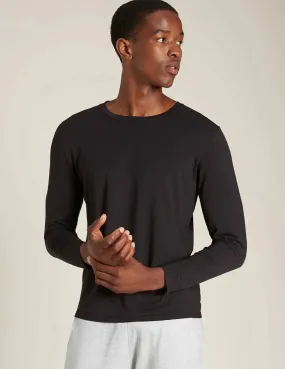 Men's Black Long Sleeve Crew Neck Bamboo T-Shirt