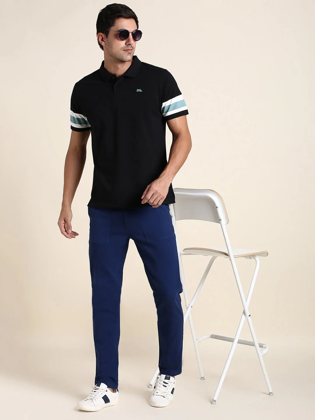 Men's Denim Blue Chino Comfortable Bottomwear With Smart Casual Look