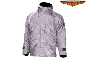 Mens Grey Textile Jacket With Hood