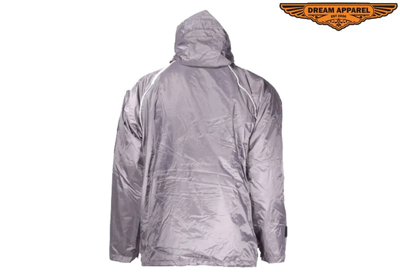 Mens Grey Textile Jacket With Hood