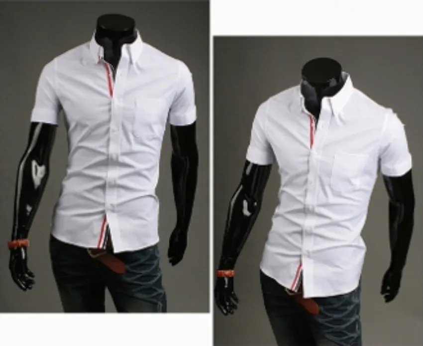 Mens Short Sleeve Shirt with Ribbon Placket