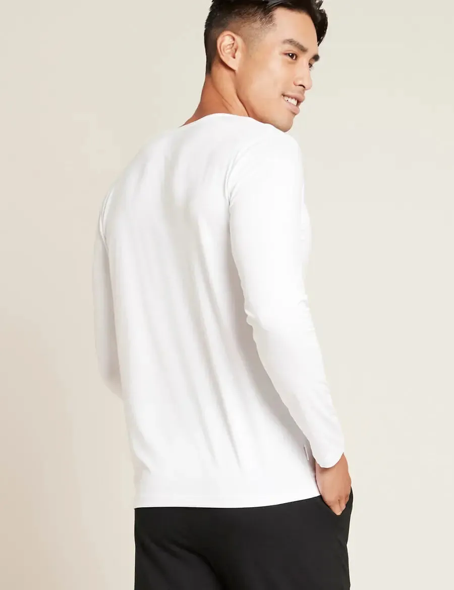 Men's White Long Sleeve Crew Neck Bamboo T-Shirt