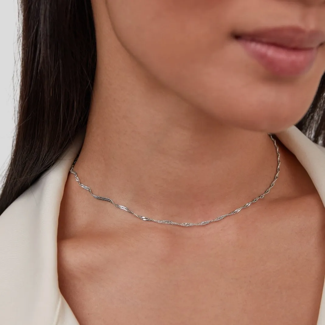 Mila Twist Silver Chain Necklace