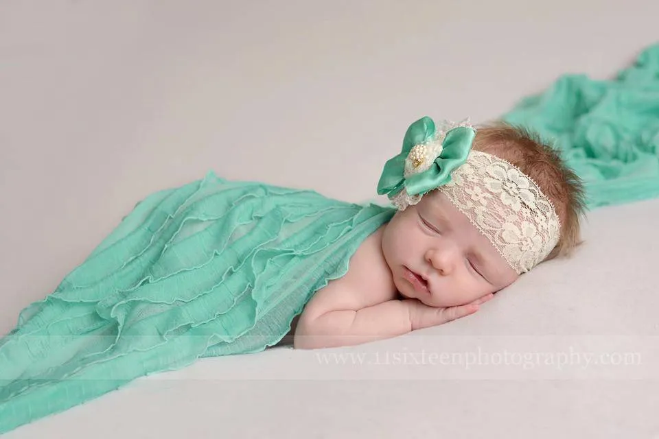 Mint Green Layering Ruffle Stretch Knit Wrap