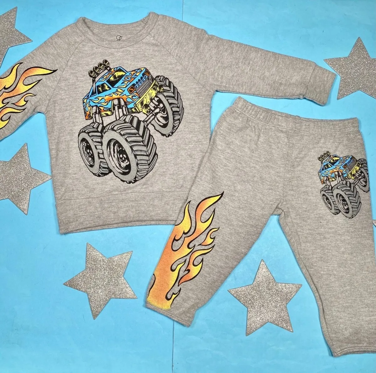 MONSTER TRUCK FLAMES SWEATPANTS MINI DREAMERS EXCLUSIVE