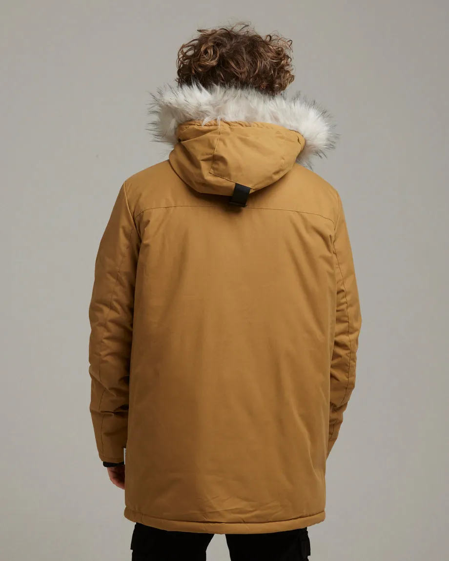 MURUNTAU MEN'S FAUX FUR TRIM PARKA | TOBACCO