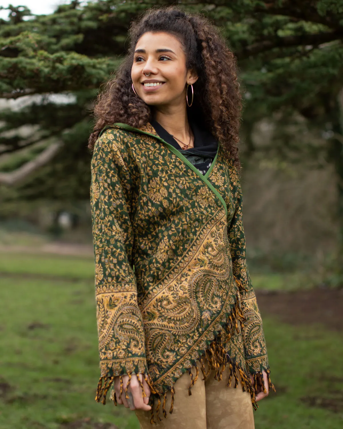 Mystical Gaia Paisley Wrap Jacket Green