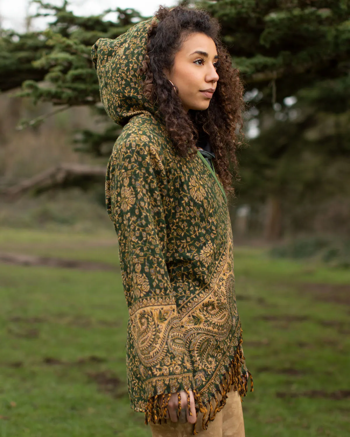 Mystical Gaia Paisley Wrap Jacket Green