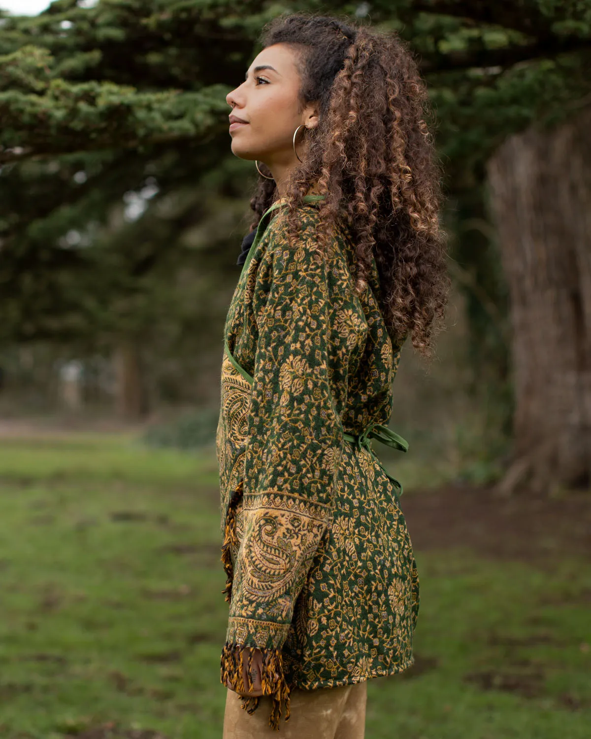 Mystical Gaia Paisley Wrap Jacket Green