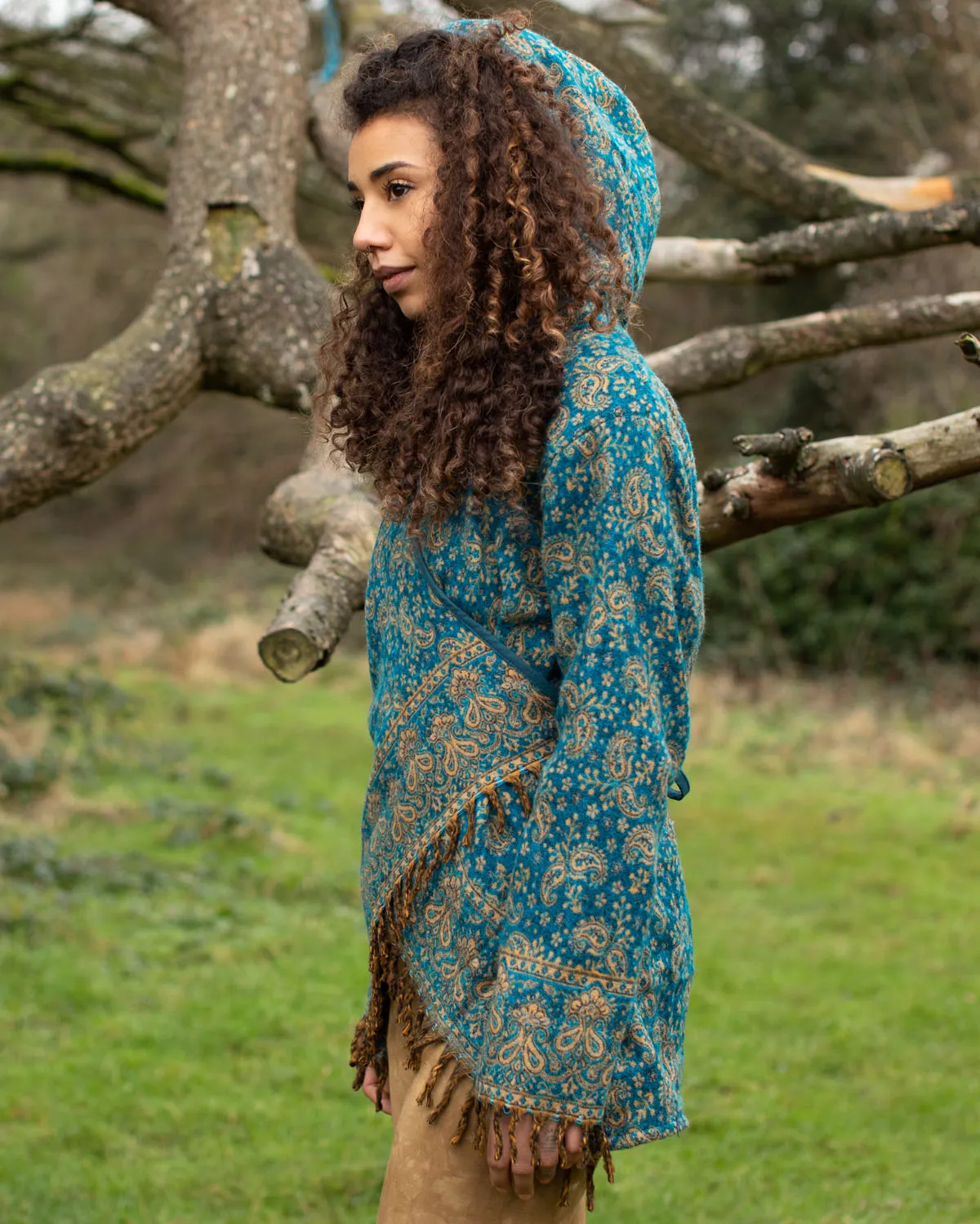 Mystical Gaia Paisley Wrap Jacket Sky Blue