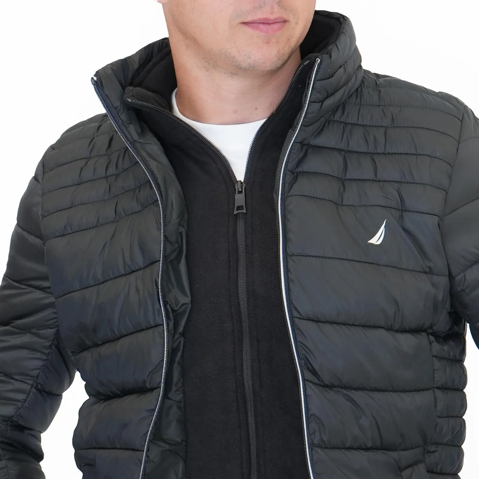 Nautica Performance Double Zip Puffer Jacket Black