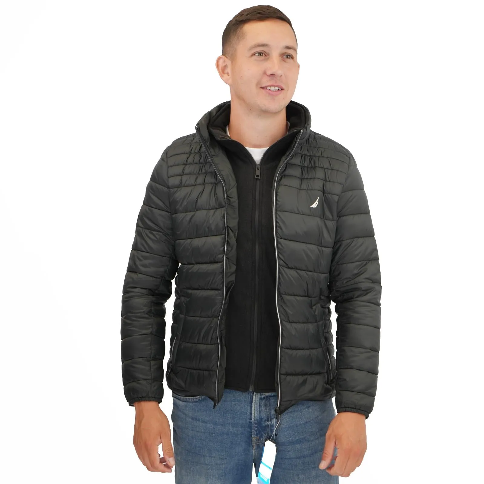 Nautica Performance Double Zip Puffer Jacket Black