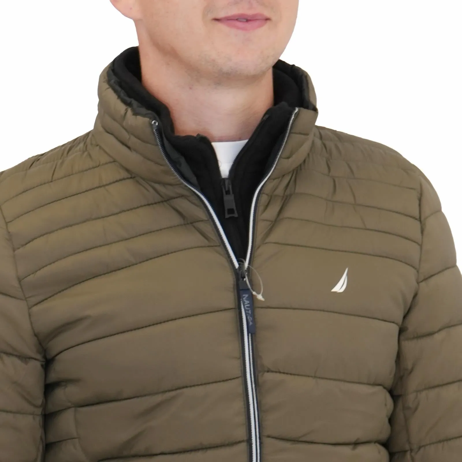 Nautica Performance Double Zip Puffer Jacket Olive