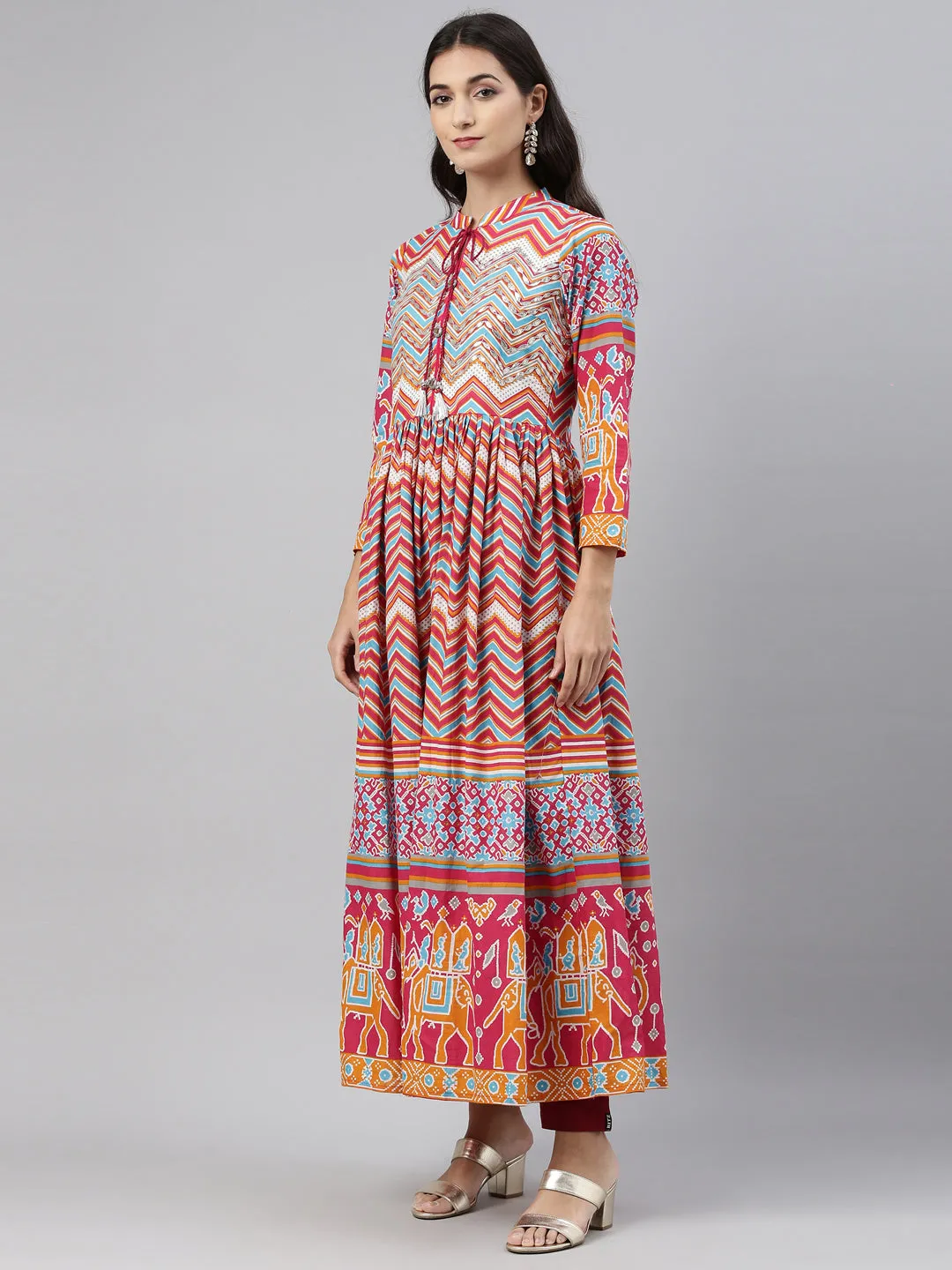 Neeru's Printed Color Cotton Fabric Tunic