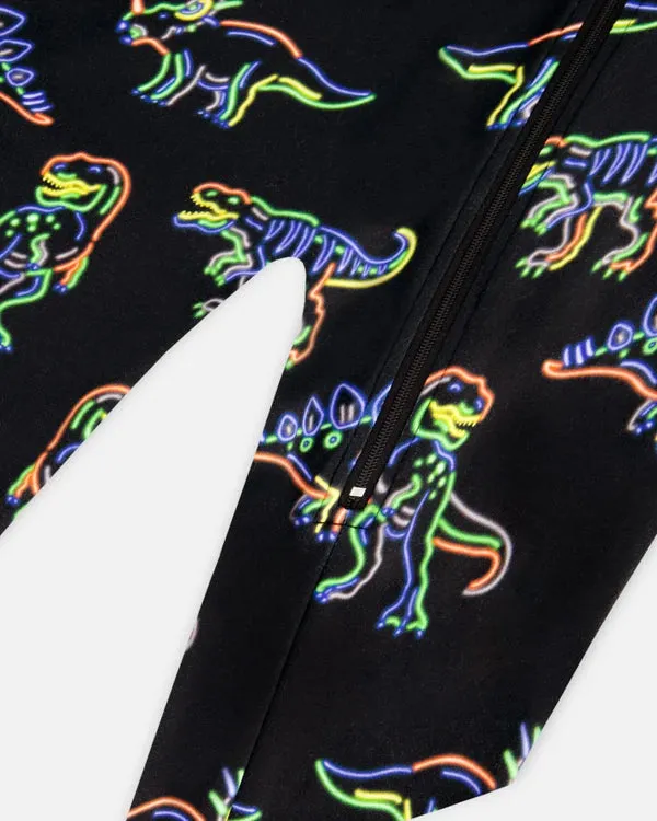 Neon Dinos Organic Cotton One Piece Pajamas