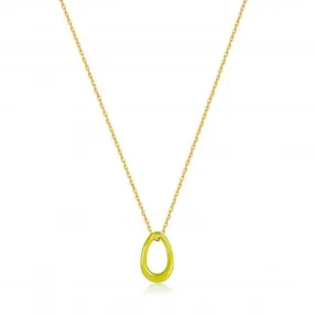 Neon Yellow Enamel Gold Twisted Pendant Necklace N040-03G-NY