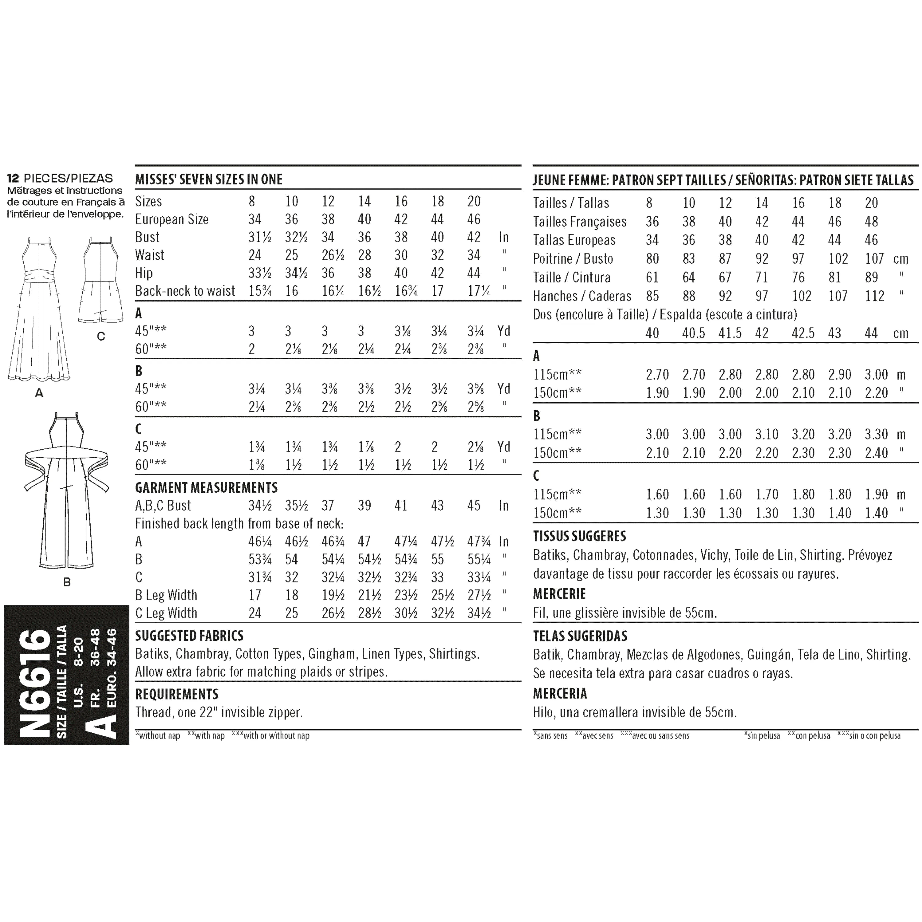 Newlook Pattern N6616 Misses' Dress And Jumpsuit