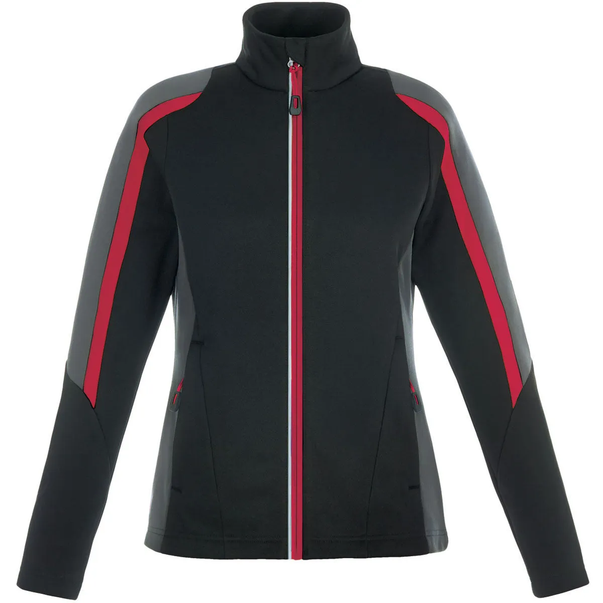 North End Women's Black/Classic Red Strike Colorblock Fleece Jacket