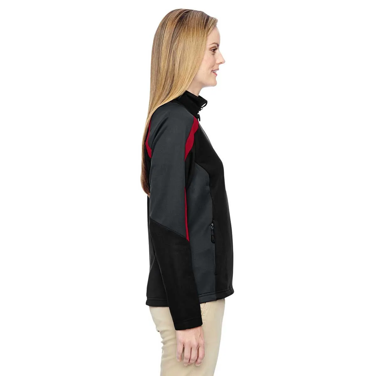 North End Women's Black/Classic Red Strike Colorblock Fleece Jacket