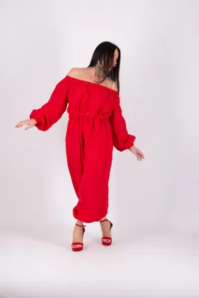 Off Shoulders Linen Jumpsuit BOHEMY