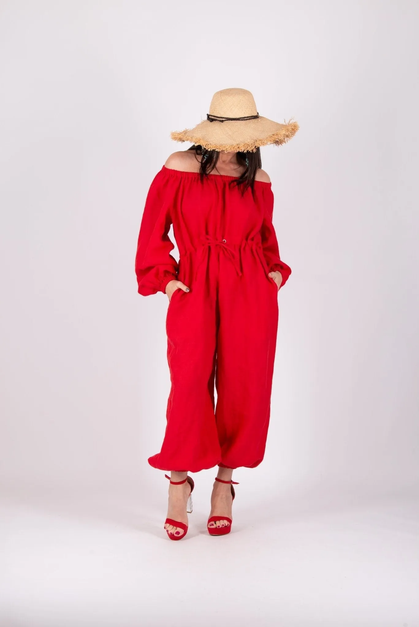 Off Shoulders Linen Jumpsuit BOHEMY